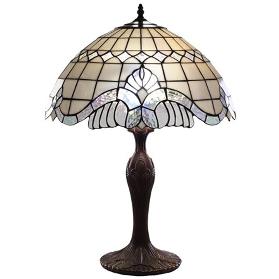Tiffany-style Pearl White Baroque Table Lamp