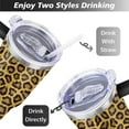 thumbnail image 5 of 40oz Fashion Leopard Pattern Stainless Steel Flip Straw Tumbler Spill Proof Travel Cup Double Wall Vacuum Insulated Coffee Mug with Top Handle, 5 of 6