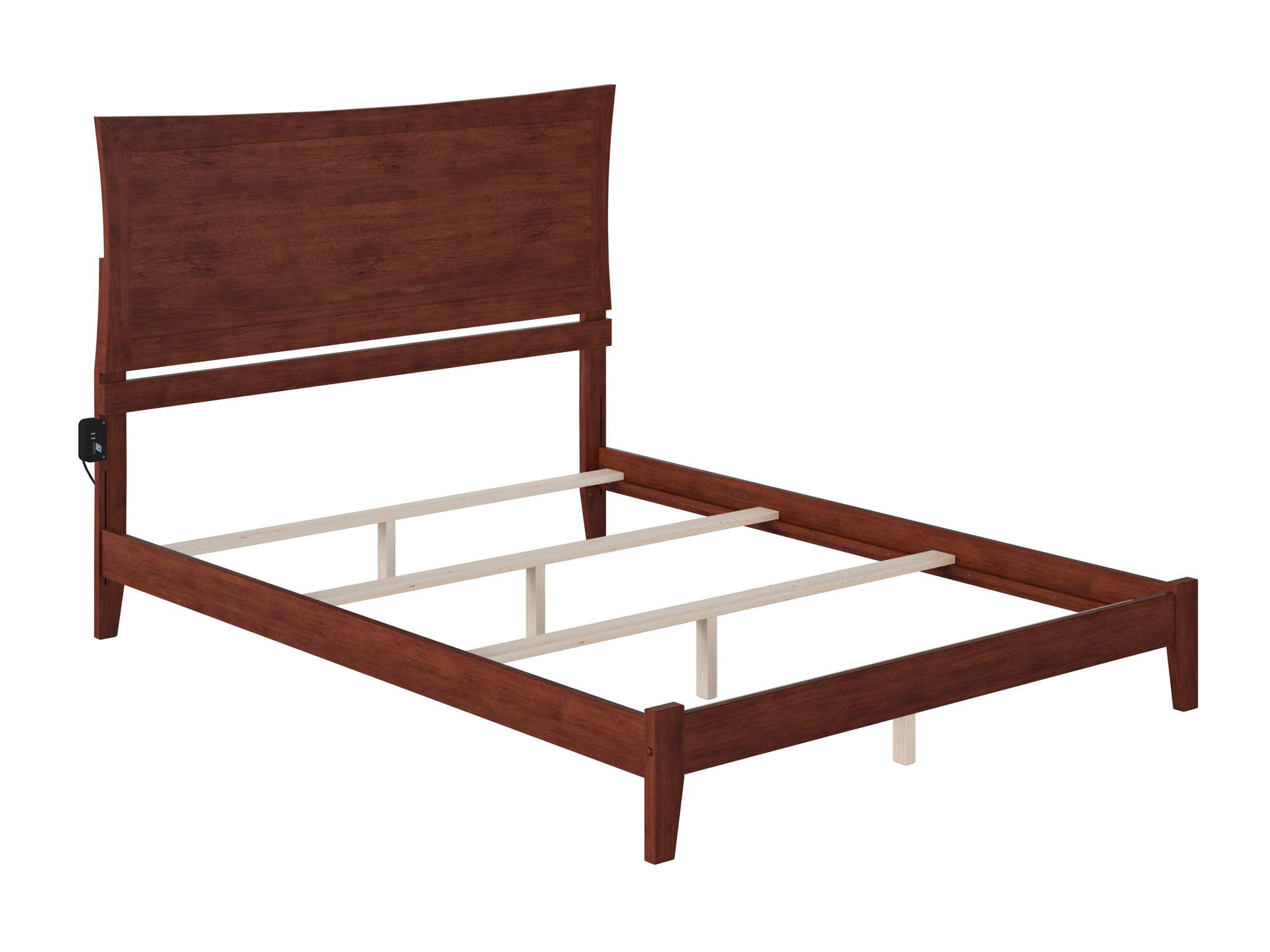 AFI Metro Queen Wood Foundation Bed Frame with Panel Headboard, Walnut