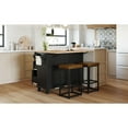 thumbnail image 4 of Kitchen Island with Seating - Includes 2 Stools, Adjustable Shelf, and Storage, Rubberwood Drop-Leaf Design for Dining Room and Kitchen, 4 of 31