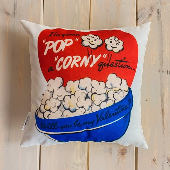 Pop a Corny Question Vintage Valentines | Pillow Cover | Throw Pillow | Valentines Day Gifts for Her | Valentines Day | Room Decor