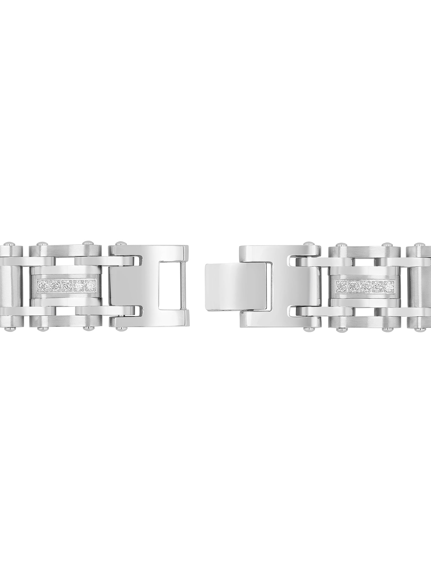 Men's Silver-Tone Stainless Steel Cubic Zirconia Bracelet - Brilliance Fine Jewelry