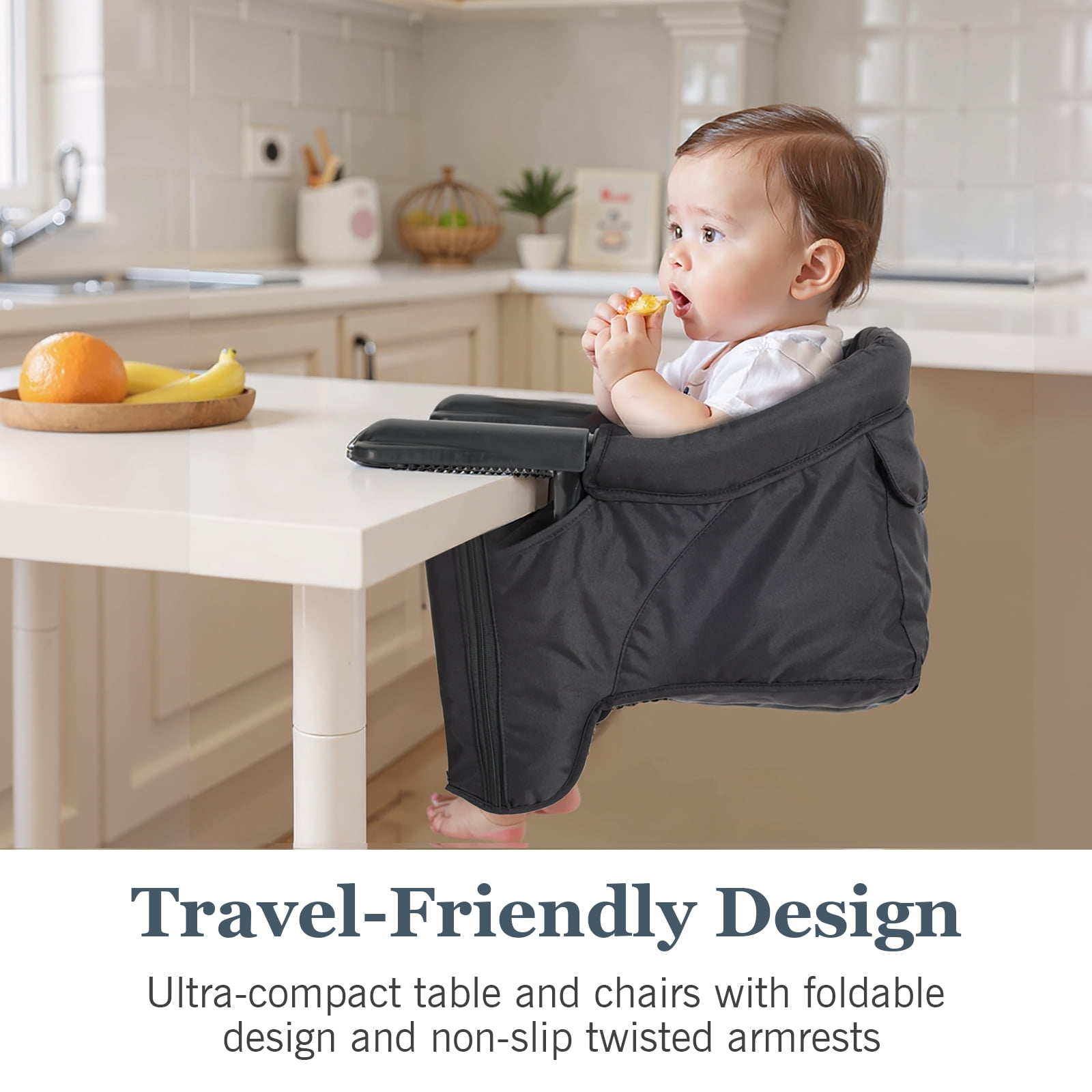 Cochildor Hook on High Chair, Portable/Foldable Clip-On Fast Table Chair for Infants Up To 36 Months, Black