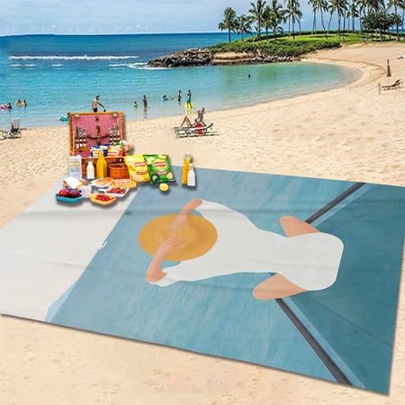 Beach Blanket Sandproof  Extra Large Beach Mat  Waterproof Picnic Mat for 4-6 Adults  Lightweight & Durable Camping Mat for Travel Picnic (81   x 106  )