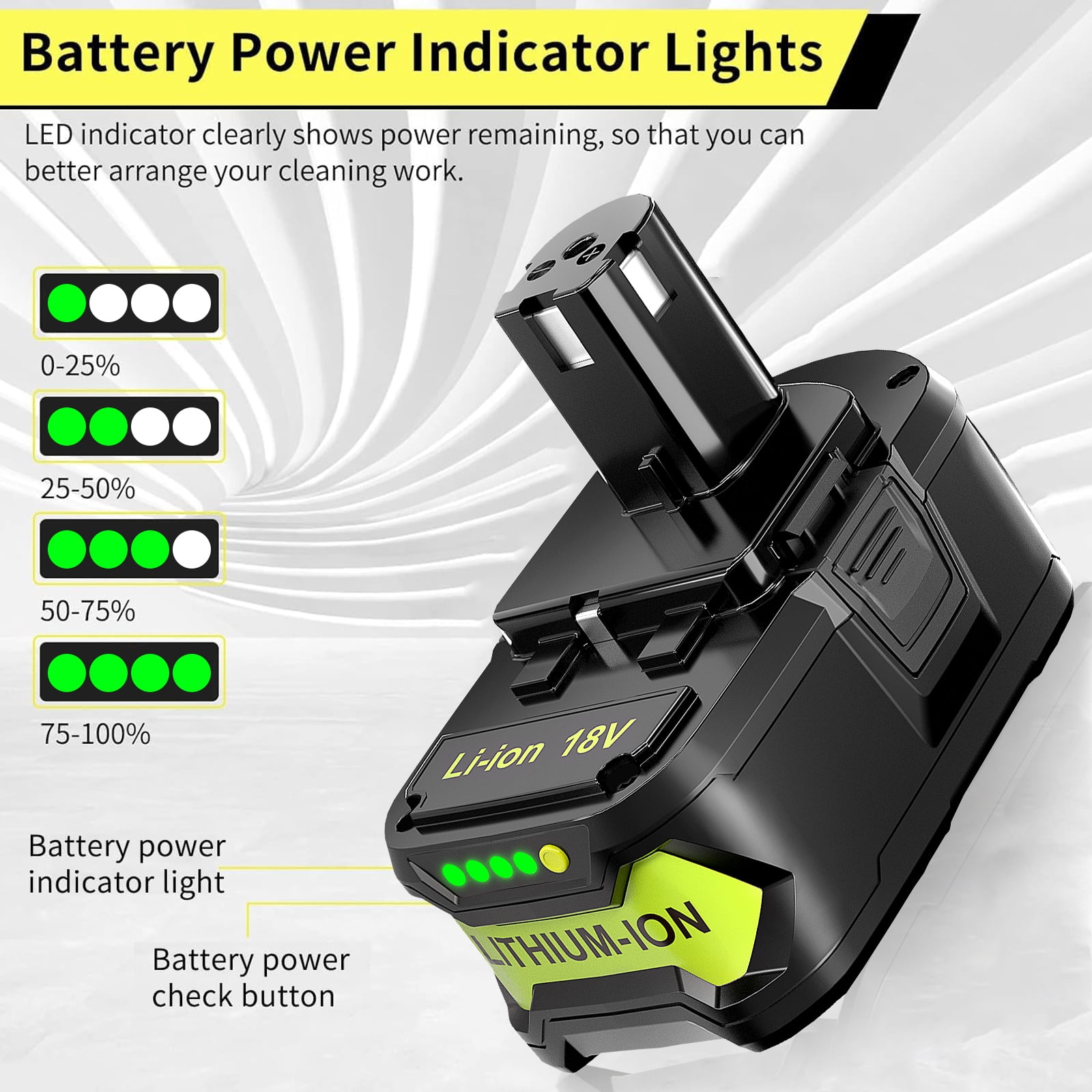 TenHutt 18V 8.0Ah Replacement for Ryobi 18V Battery P102 P103 P105 P107 P108 P109 Compatible with 18V ONE system cordless power tools