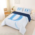 thumbnail image 2 of Manfei Blue Letter D Monogrammed Queen Comforter Set 3pcs for Kids Teens,Shabby Chic Romantic Initial Bow Bedding Comforter Set for Girls Women,Navy Blue Reversible,Super Cozy Room Decor, 2 of 6