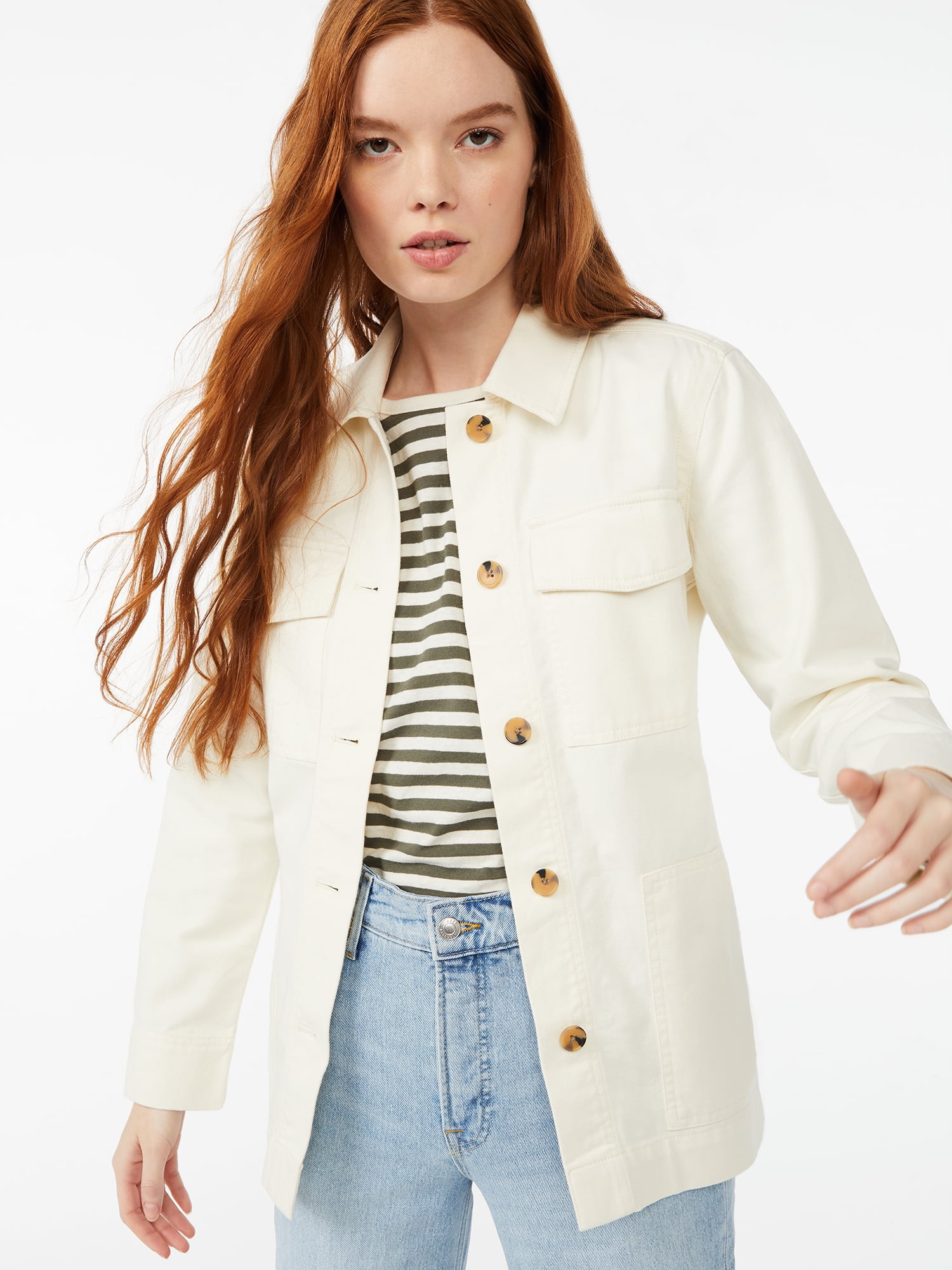 Free Assembly Women's Button-Front Utility Jacket 