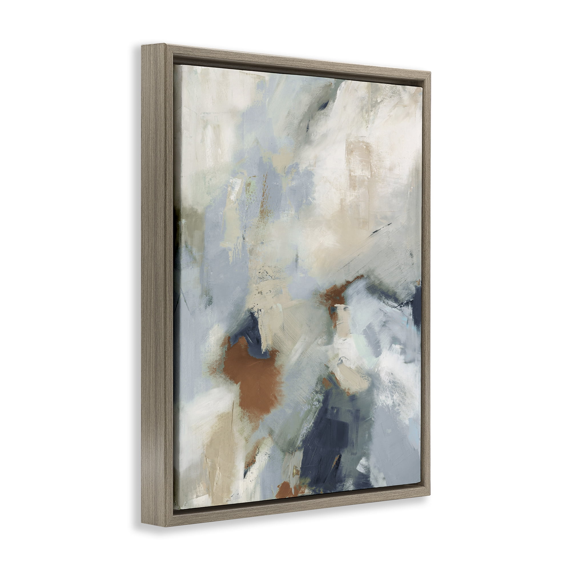 Stupell Industries Foggy Ombre Brush Strokes Abstract Painting Brown Floater Framed Canvas Art Print Wall Art, 17 x 21