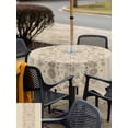 thumbnail image 5 of Outdoor Tablecloth with Umbrella Hole for Patio/Picnic/Party/Camping, Japanese Waterproof Table Cloth Square Cover Washable, Beige Farmhouse Retro Floral Leaf Pattern (54"x 54"), 5 of 8