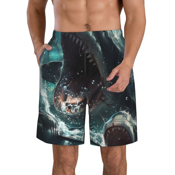 Fotbe Wave Ocean Animal Shark Trajes de Baño Estampados para Hombre, Shorts de Verano de Secado Rápido, Ropa de Playa, Bañadores-3X-Large