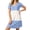 Blue, variant on Women's Nightgown Cotton Blend Stretchy Loose Short Sleeve V-Neck Color Block Sleepwear