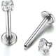 thumbnail image 1 of Zhuge 2 piezas de 16G 3 mm con incrustaciones de circonita cúbica para labios, labio, nariz, hélice, forma redonda, piercing para el cuerpo, joyería, 1 of 4