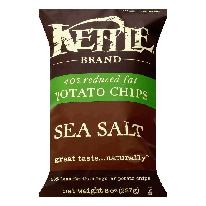 Kettle Sea Salt 40 Reduced Fat Potato Chips, 8 Oz (Pack of 12