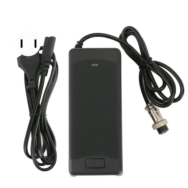 Cargador de scooter eléctrico de 54,6 V 2 A con conector de metal GX16 Cargador de bicicleta eléctrica Protección contra interferencias y sobrecargas Enchufe de EE. UU. de 100-240 V