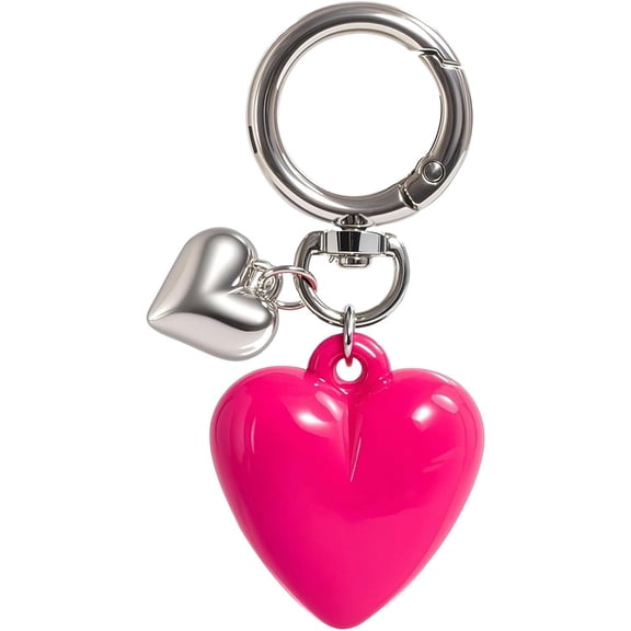 Januofit Sliver Keychain for Women, Cute Girls Heart Keychain, Pink Bag Charms Accessories for Car Purse Backpack