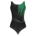 thumbnail image 3 of YONGHS Women's Gymnastic Ballet Ice Skating Dance Leotard Mesh Color Block Bodysuit Tops Dancewear Green XL, 3 of 7