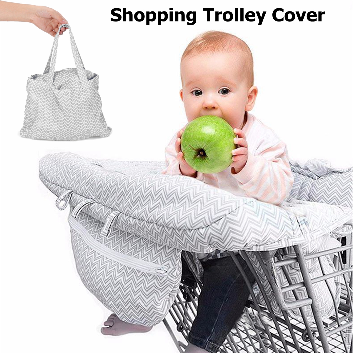 2-in-1 High Chair Cover Compact Universal Fit Fits Restaurant Highchair Includes Carry Bag Unisex for Boy or Girl Machine Washable Shopping Cart Cover for Baby or Toddler