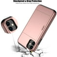 thumbnail image 5 of iPhone 11 Case with Card Holder Heavy Duty Protective Dual Layer Shockproof Hidden Card Slot Slim Wallet Case for iPhone 11 for Men&Women(Rose Gold), 5 of 13