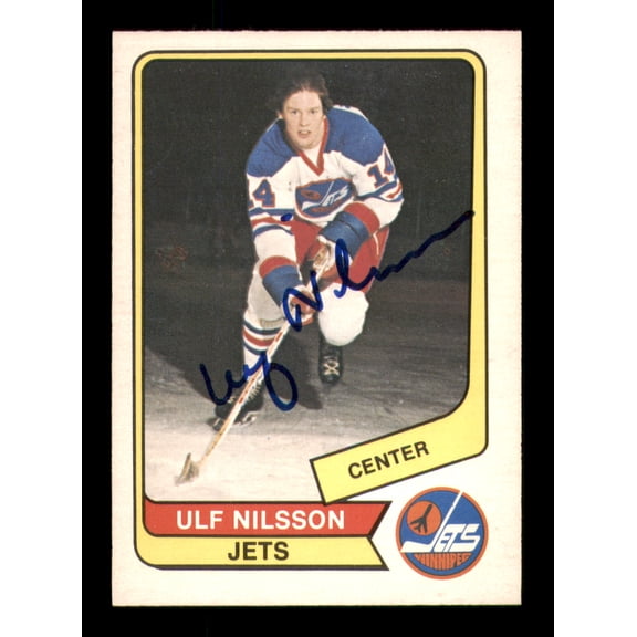 Ulf Nilsson Autographed 1976-77 O-Pee-Chee WHA Card #9 Winnipeg Jets SKU #251900
