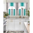 thumbnail image 5 of Gray Teal Green Kitchen Curtains Swag Valance and Tier Curtains Set 36 Inch Length, Modern Gradient Geometric Rod Pocket Drape Panels Pair Swag Curtain for Bathroom/Cafe/Window, 5 of 6