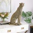 thumbnail image 3 of 8" x 21" Gold Polystone Carved Encrusted Beading Leopard Sculpture with Diamond Shaped Mirrored Accent, by DecMode, 3 of 13
