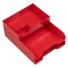 JAM Paper & Envelope Stackable Desktop Trays, Red, Office Desk Supply & Paper Organizer Set, 1 Top Tray & 2 Letter Trays/Pack