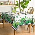 thumbnail image 3 of St. Patrick''s Day Tablecloth 70×70 Inch Round, Shamrock Trucks Black Buffalo Plaid Washable Table Cover for Party Picnic Dinner Decor, 3 of 6