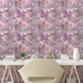 thumbnail image 2 of Ambesonne Floral Design Peel & Stick Wallpaper for Home, Romance Flowers Print, 13"x36", Dark Magenta Pale Pink, 2 of 5