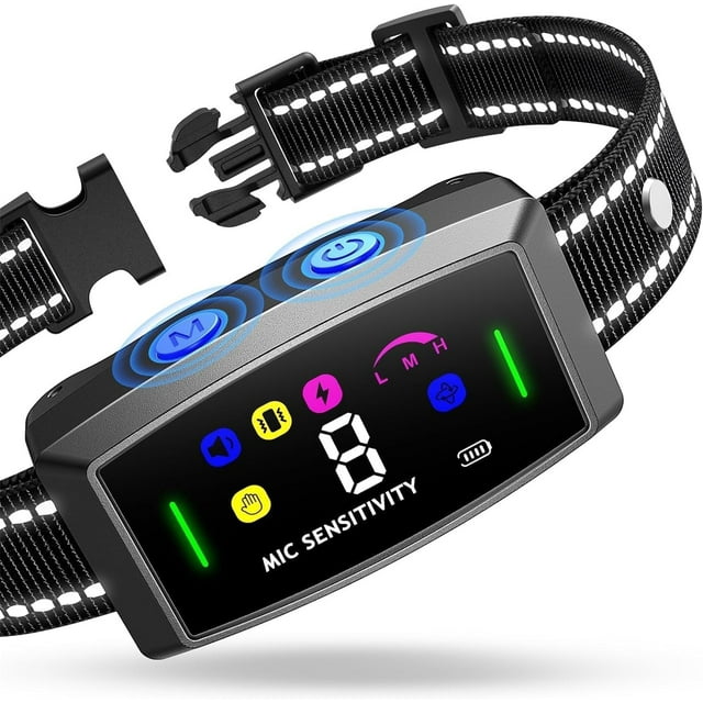 AI Auto Dog Bark Collar, Bark Collar for Large Small Medium Dogs, Smart Anti Barking Training Collar with 8 Sensitivity & 6 Adjustable Mode, Rechargeable Automatic Stop Barking Collar