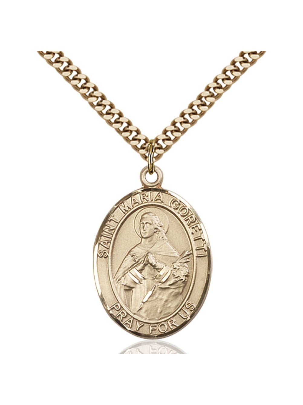 Saint Maria Goretti Pray For Us Medal Pendant 14k Yellow Gold 14k Yellow Gold 