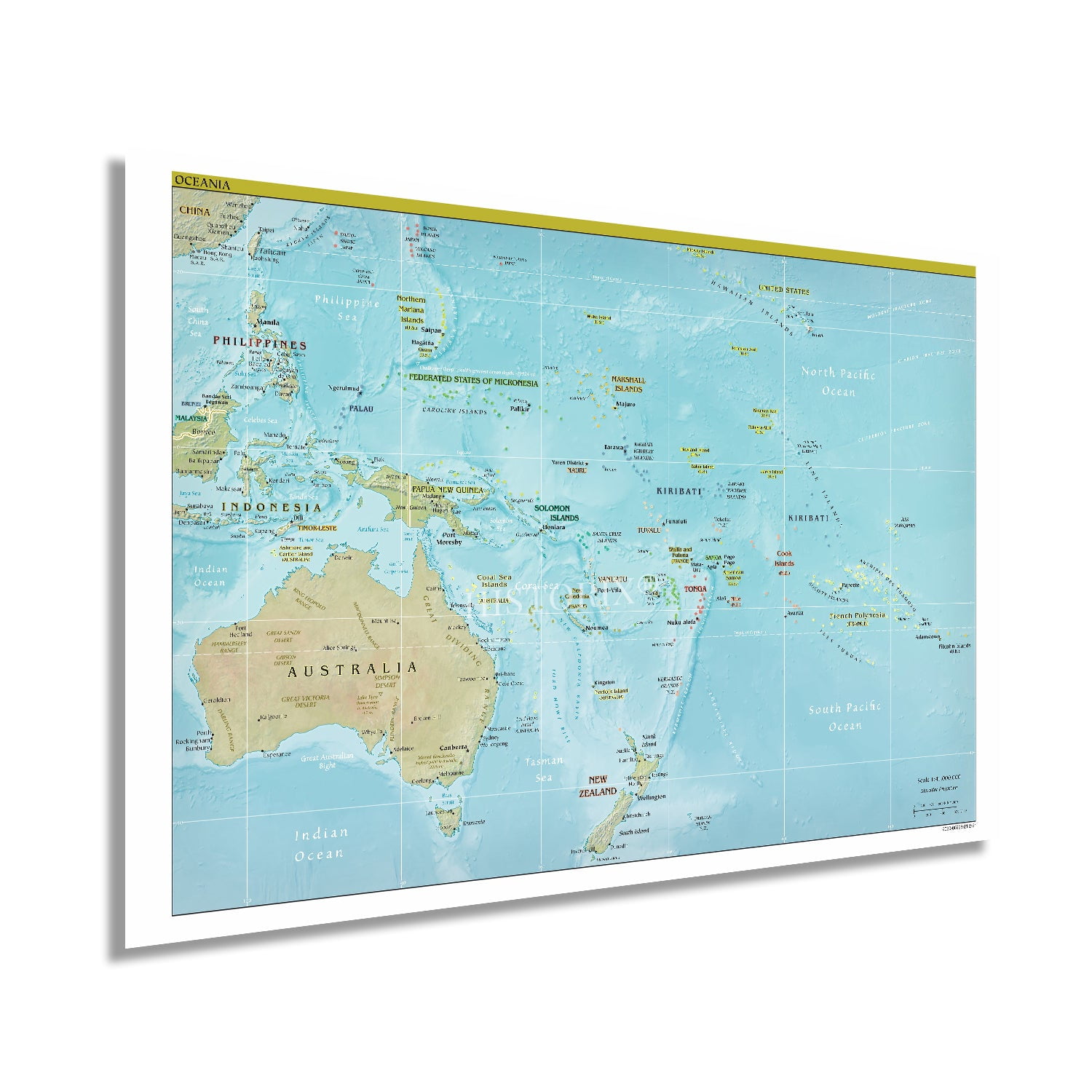 HISTORIX 2021 Map of Oceania Poster Wall Art Print, 24 x 36 Inch