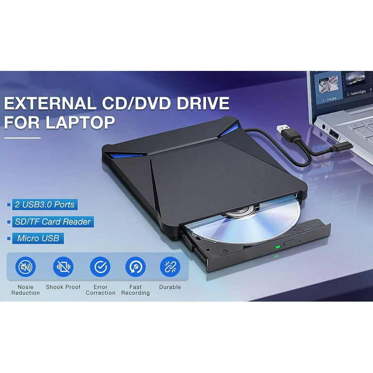 MUSICOZY External DVD Drive USB 3.0 Type-C Portable CD Player
