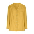 thumbnail image 5 of XuJwPNcy Women's Plus Size Button down Shirts Long Sleeve Solid Color Blouses Business Work Tops with Pocket Fall Outfit for Women（Yellow,X-Large), 5 of 6