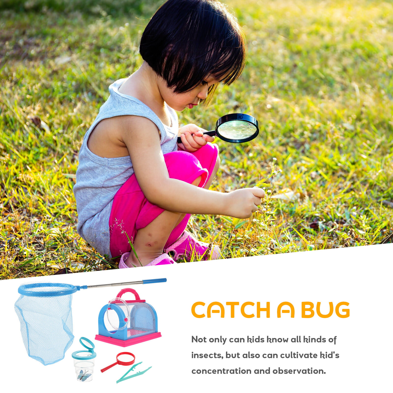 Bug Catcher Kit for Kids, Kids Outdoor Explorer Kit with Bug Collector,  Magnifying Glass, Bug Catching Kit Toy for Kids Age 3 4 5 6 7 8