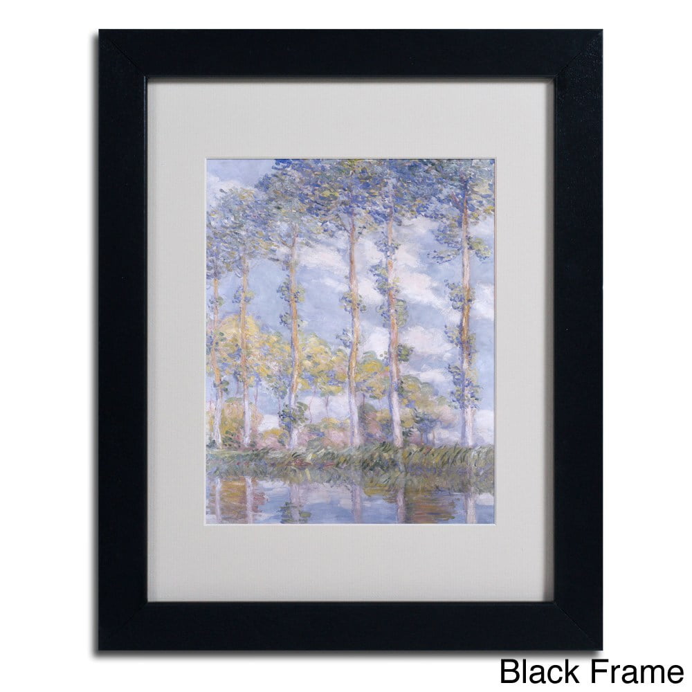 Trademark Fine Art "The Poplars" Matted Framed Canvas Art by Claude Monet