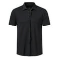 thumbnail image 2 of Njoeus Shirts For Men Golf Shirts For Men Men'S Cotton Zipper Lapel Short Sleeve Undershirts T-Shirt Casual Business Tops Shirt Black Shirts, 2 of 9