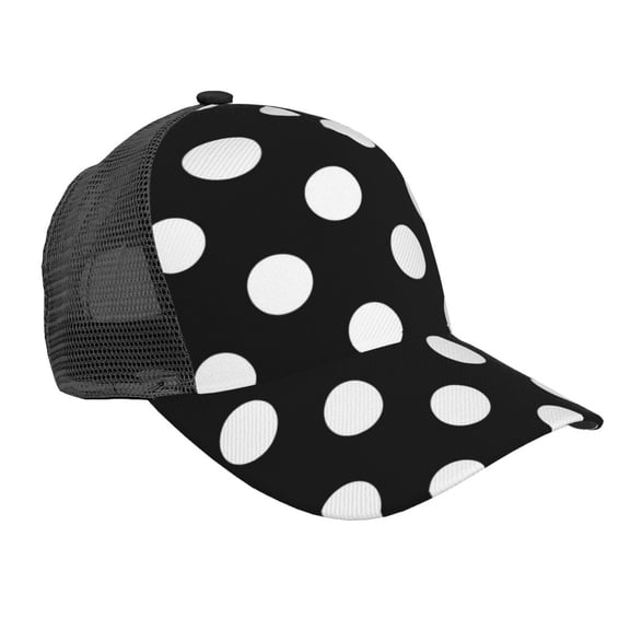 Picia Black and White Polka Dot Pattern Trucker Hat,Baseball Cap,Sun Protection Cap,Stylish Headwear,Leisure Cap,Outdoor Sports Cap