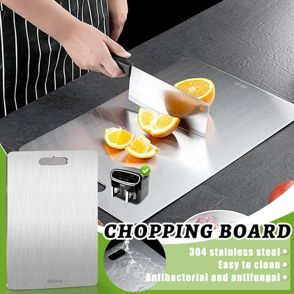 Sus304 Stainless Steel Double-Sided Chopping Board, 34*23Cm Size 1Mm Thickened Rolling & Cutting Surface, Household Antibacterial Food Prep Board With Storage Case