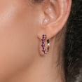 thumbnail image 3 of Gem Stone King 925 Sterling Silver Pink Tourmaline and Blue Sapphire Hoop Earrings for Women (2.85 Cttw, Round 4MM and 1.9MM, Gemstone Birthstone 1 inch Diameter), 3 of 4