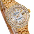 thumbnail image 3 of Pre-Owned Rolex Datejust 26MM 6917 Mother of Pearl Diamond Dial Diamond Bezel 18K Yellow Gold President Bracelet, 3 of 9