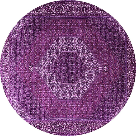 Ahgly Company Indoor Round Medallion Purple Traditional Area Rugs, 4' Round