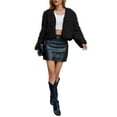 thumbnail image 4 of ieFashion Womens Faux Fur Cropped Coats Fuzzy Winter Jacket Long Sleeve Open Front Cardigan Top Fluffy Warm Outwear with Pockets,Black，M, 4 of 6