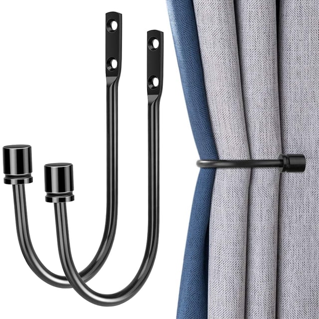 2 Pcs Retenues de Rideaux en Métal, Retenues de Rideaux Murales Décoratives avec Vis, Traitement de Fenêtre Robuste pour Décoration Intérieure