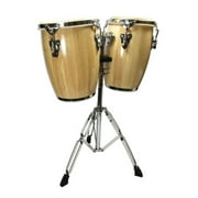 Zenison Latin Percussion Conga Drums and Stand 9 & 10 inch Heads Natural Wood