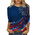 thumbnail image 2 of VKOYWKM July 4th Shirt for Women Patriotic American Flag Graphic Tshirts 3/4 Sleeve USA Flag Patriotic Memorial Day Tee Independence Day Tops, 2 of 5