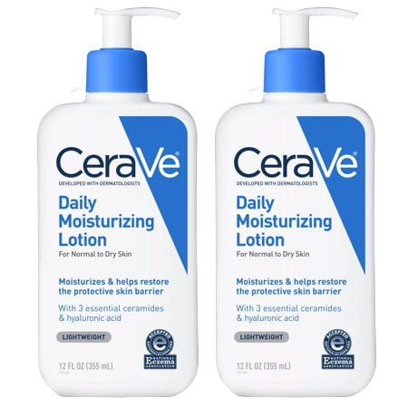 (2 Pack) CeraVe Daily Moisturizing Lotion for Normal to Dry Skin, 12 (Best Moisturizer For Dry Hands)