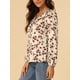 thumbnail image 5 of INSPIRAR CHIC Blusa de Otoño con Volantes y Cuello en V de Flores Vintage para Mujeres S Beige, 5 of 7