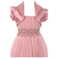 thumbnail image 3 of Little Girls Beautiful 2 Pieces Bolero Dress Rhinestones Shiny Holiday Flower Girl Dress Rose 4 (2J1K4S4), 3 of 5
