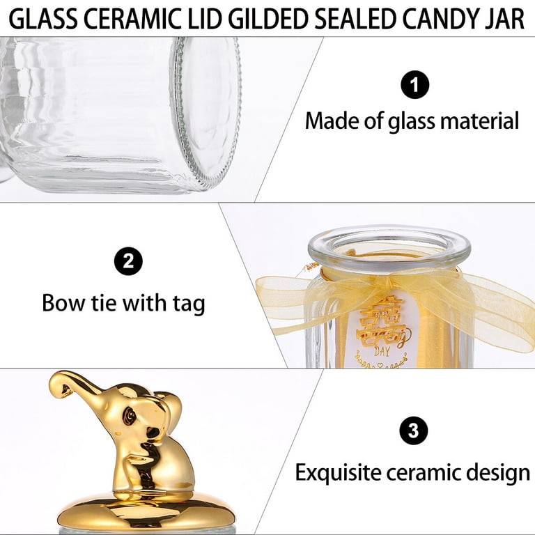 Golden Transparent Glass Bottles, Candy Jars, Household Sealed