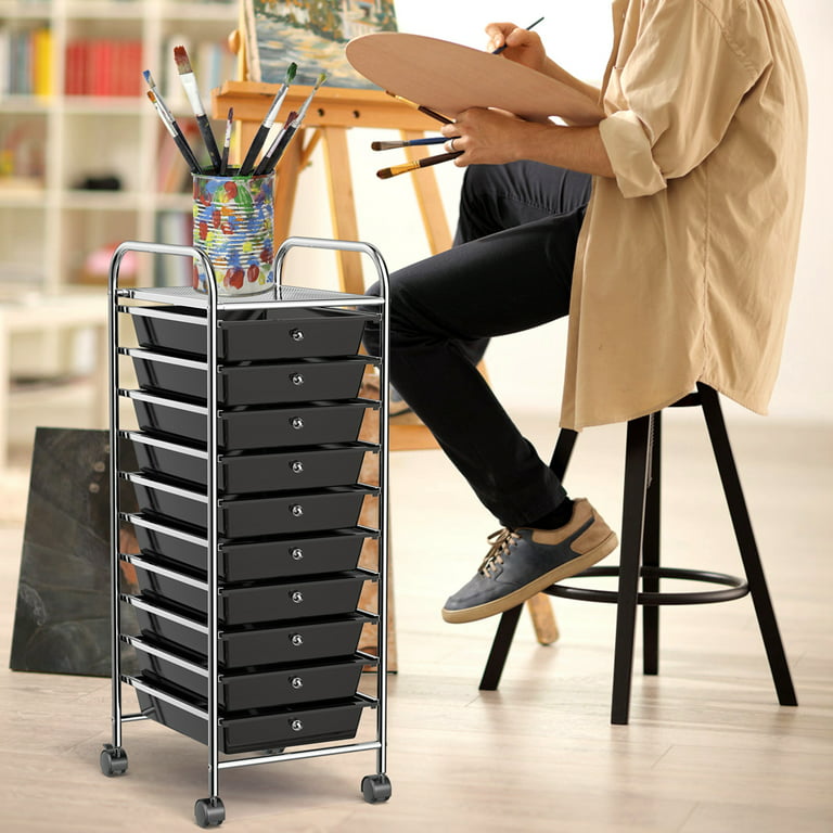 HAPPYGRILL 15 Drawer Storage Drawer Cart Organizer Cart Tools Office School  Utility Cart Paper Organizer Rolling Storage Cart with Wheels